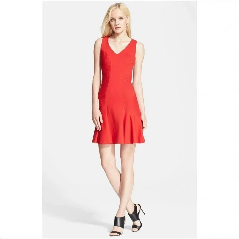 Diane Von Furstenburg red Carla knit mini dress - Picture 3 of 13